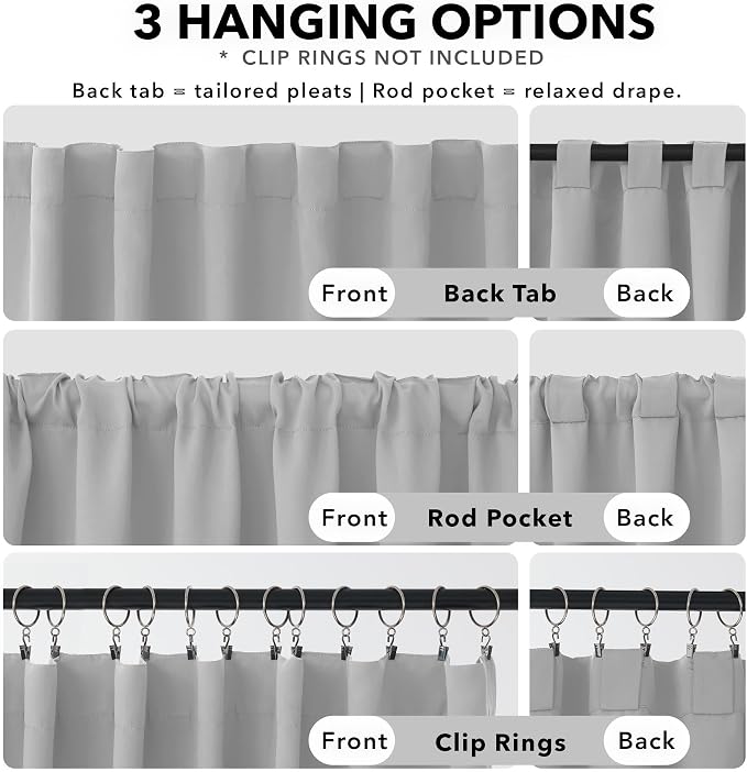 Deconovo Blackout Curtains for Bedroom 108 Inches Long | Back Tab and Rod - Image 2