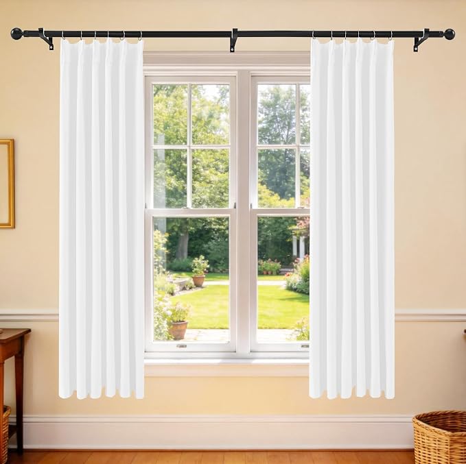 Etherealveil Pure White Pinch Pleated Semi Blackout Curtains 2P 40"x63" | Back - Image 2