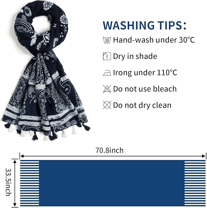 Scarf for Women Lightweight Soft Floral Leopard Printed Scarves Fall Winter Fashion Shawl Wrap with Fringe