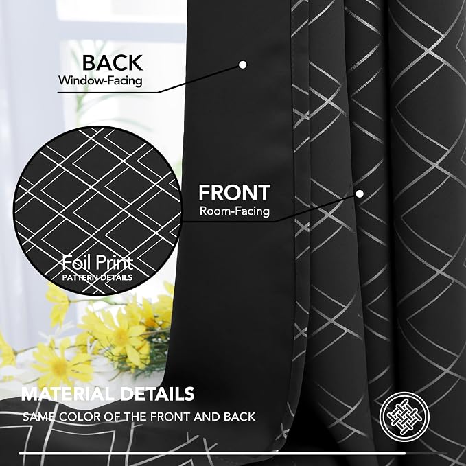 Deconovo Blackout Curtains, Energy Saving Curtains, 2 Panels, - Image 5