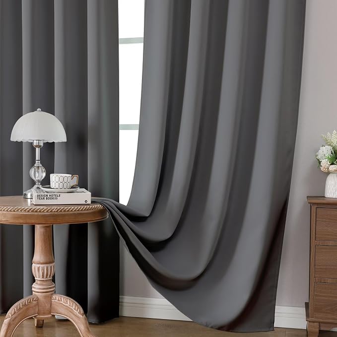 CUCRAF Light Grey Blackout Curtains 108 inch Length 2 Panels Set, Rod Pocket - Image 5
