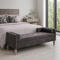 64.6" End of Bed Storage Bench for Bedroom, Dark Charcoal Brown. | Modern End by Aortzio