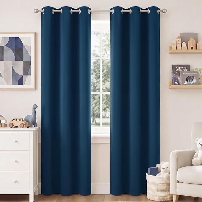 NICETOWN Morrocan Blue Room Darkening Curtains 84 Inches Long 2 Panels by NICETOWN