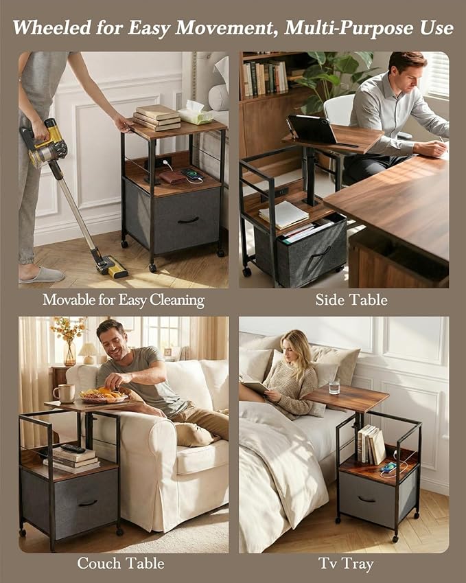 Faesun Swivel Lift Top Nightstand - Image 6