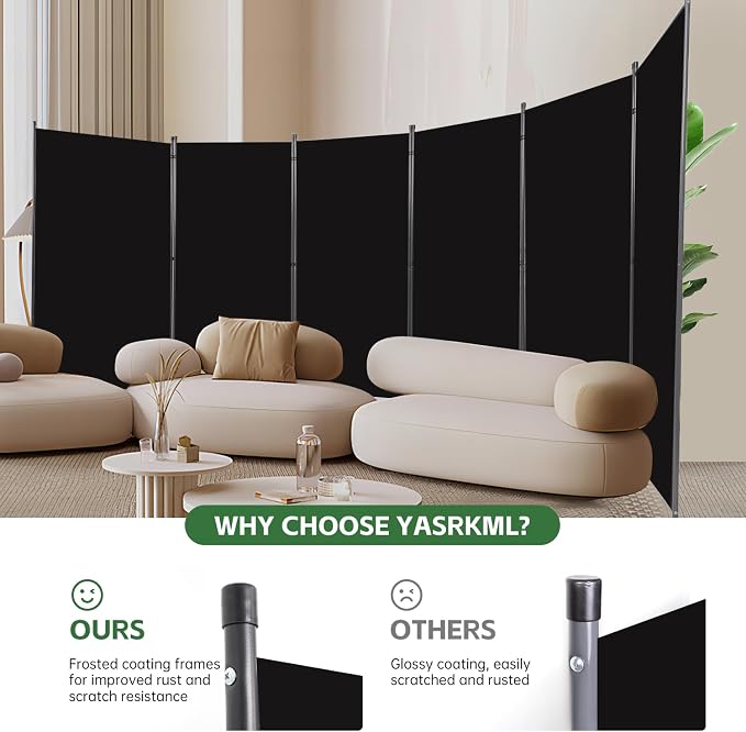 6 Panel Folding Room Divider, Sturdy Frame Freestanding Wall Divider | Privacy - Image 2