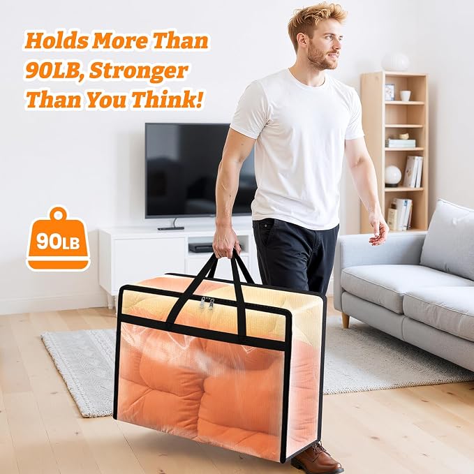BlissTotes Moving Bags 90L 8PCS, Transparent Containers - Image 2