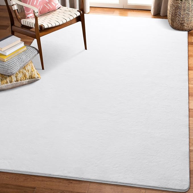 Modern Area Rugs for Bedroom Living Room, 5x8 White Memory Foam Rug | Thickened - Image 9