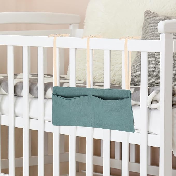 uxcell Bedside Caddy, 2 Pocket Cotton Bedside Hanging Storage Bag, Soft Cotton by uxcell