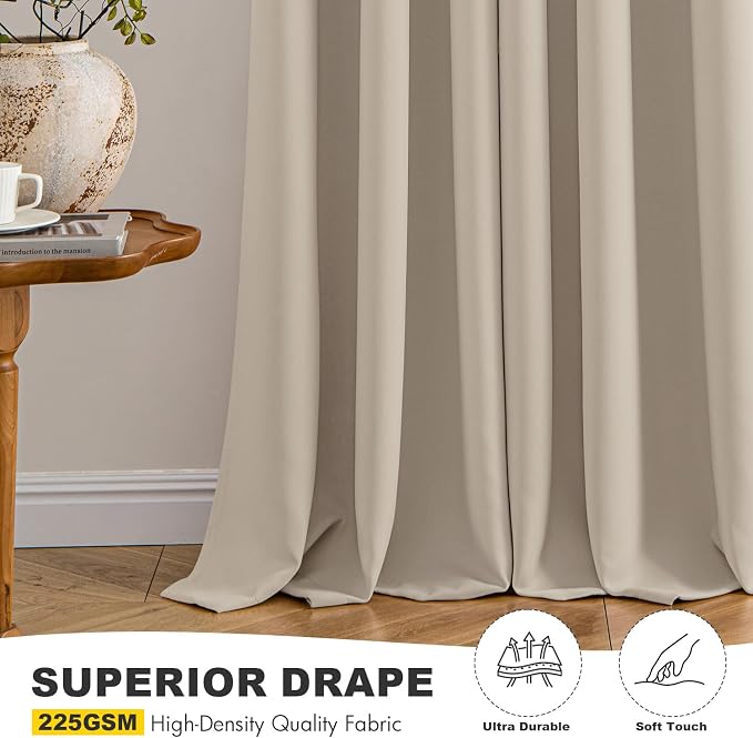 MIULEE Blackout Curtains for Bedroom 2 Panels 40 x 63 Inch Long Light Beige | - Image 5