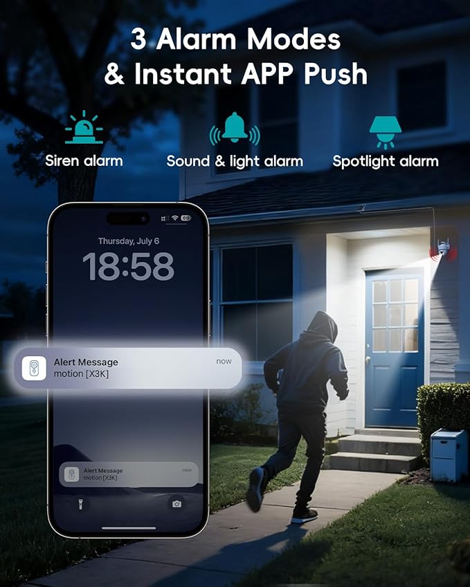 ZUMIMALL 2K Solar Security Cameras Wireless Outdoor | 360° PTZ View Control via App | 2.4G WiFi, Color Night Vision, 2-Way Talk, PIR Motion Detection, Free Rolling 7-Day Cloud Storage, No Monthly Fee
