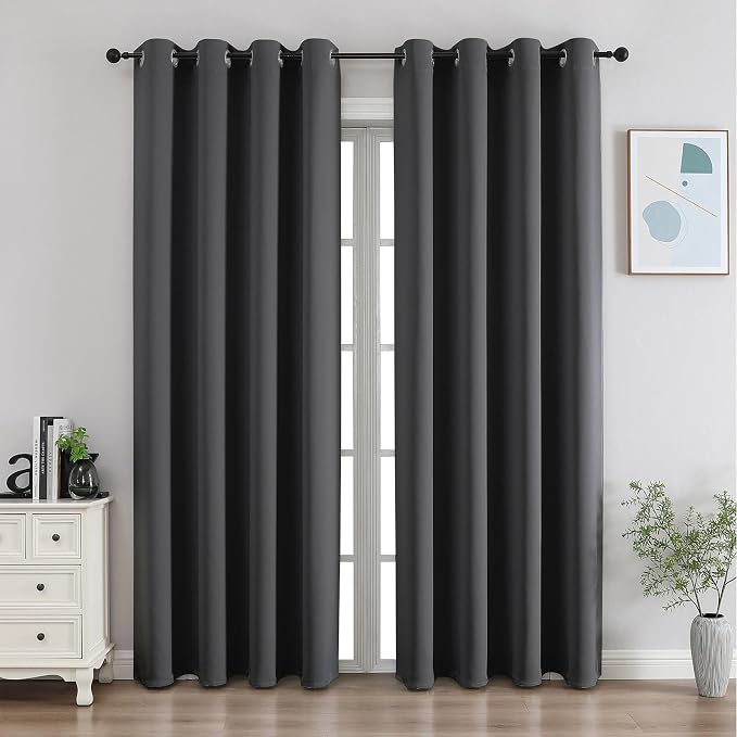 CUCRAF Dark Grey Blackout Curtains 84 Inches Long, Thermal Insulated Noise by CUCRAF