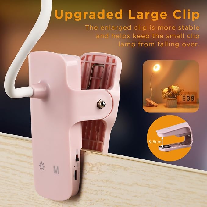 Akynite Clip on Light LED Desk Lamp 5 Brightness+5 Colors Rechargeable Lamp | - Image 4