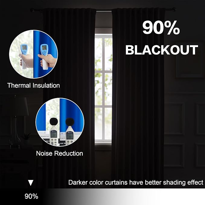 Royal Blue Curtains Room Darkening Curtains，Rod Pocket and Back Tab Thermal - Image 6