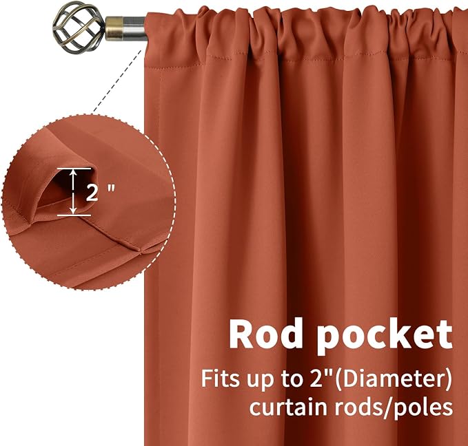 BGment Terracotta Blackout Curtains 40 Inches Long - Image 3