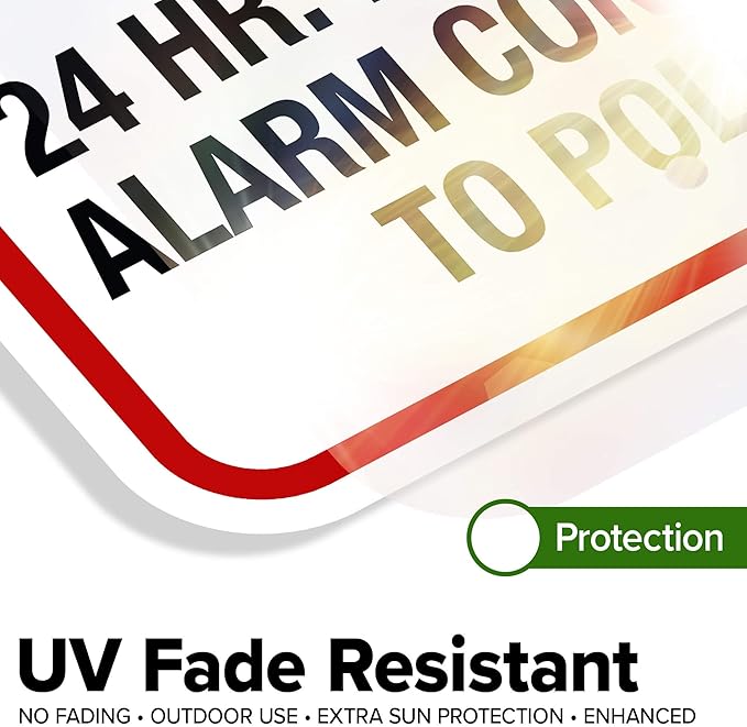 Warning 24 HR. Monitored Alarm Connected To Police Sign, 12x18 Inches, Rust Free .063 Aluminum, Fade Resistant, Made in USA by My Sign Center
