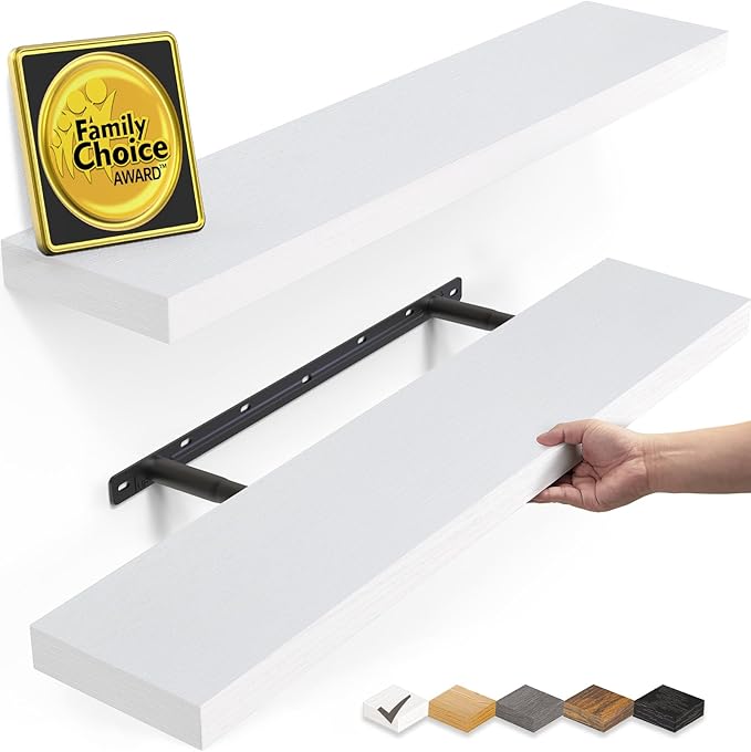 BAYKA White Floating Shelves 22.5in, Wall Mounted by Bayka