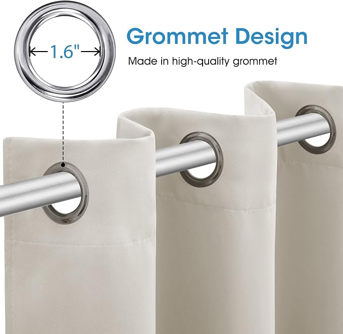 HOMEIDEAS Cream Beige Blackout Curtains - Image 4