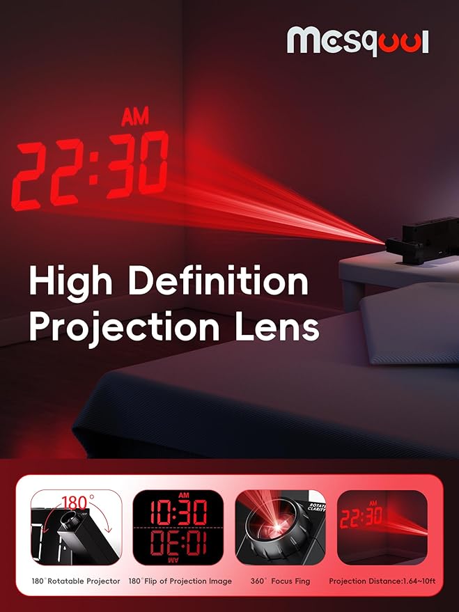 Mesqool Digital Projection Alarm Clock - Image 4