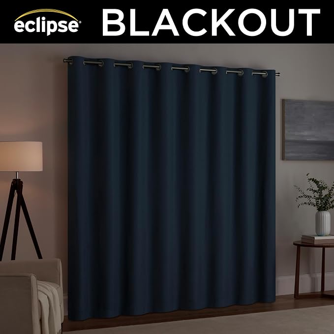 Eclipse Kendall Extra‑Wide Patio Door Curtain, Denim Blue - Image 4