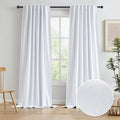Linen White Sliding Door Curtains 102 Inches Long, 100% Blackout Linen Look by KEQIAOSUOCAI