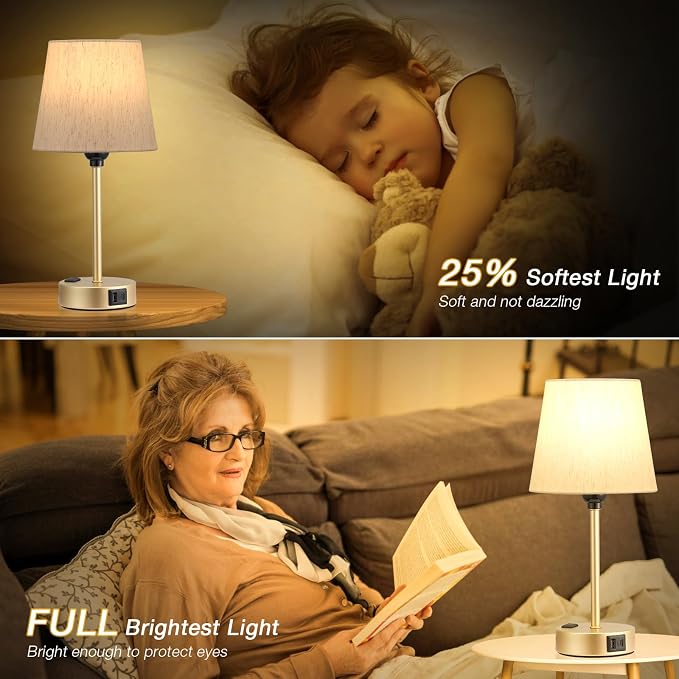 Gold Bedside Lamps Set 2 for Bedroom - Image 7