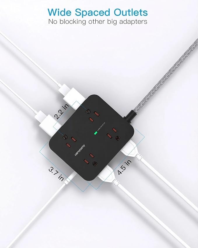 HANYCONY Extension Cord 20 Ft, Power Strip Surge Protector, Long Cord | 8 - Image 3
