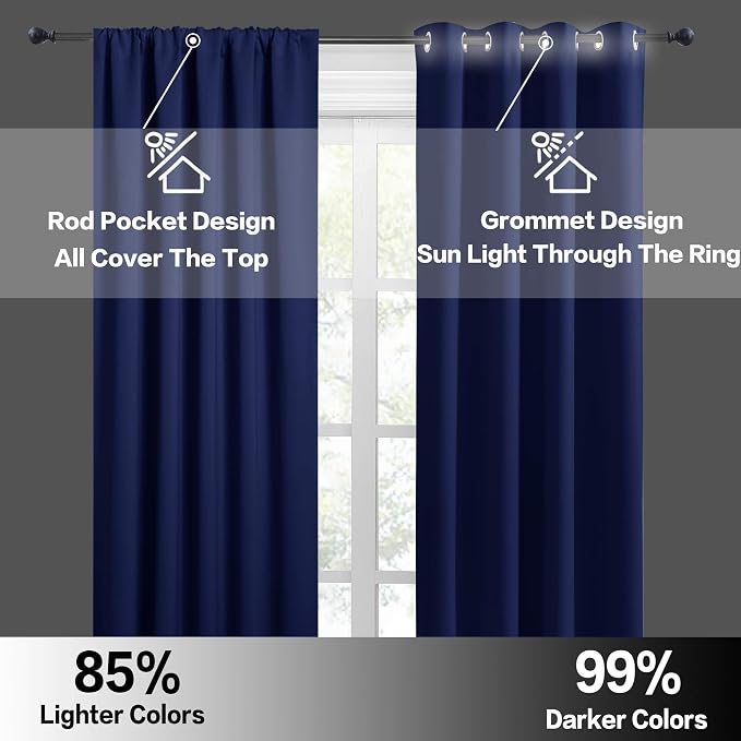 RYB HOME Blackout Curtains for Bedroom Living Room Nursery 63 inches Long | - Image 4
