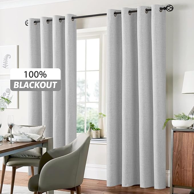 Yakamok White Linen Textured Curtains 84 Inches Long - Image 7