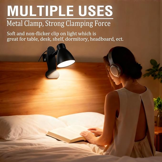 CRI 90+ Clip on Reading Lamp, Clip on Light - Image 5