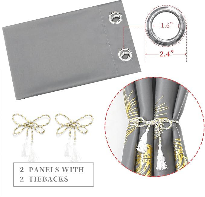 Grey Blackout Curtains for Bedroom 90 Inches Long, Room Darkening Grommet - Image 4