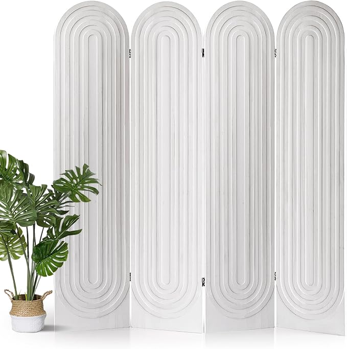 4 Panel Arched Room Divider Screen Folding Privacy Screen, 66.9" H Privacy by AsNefeli