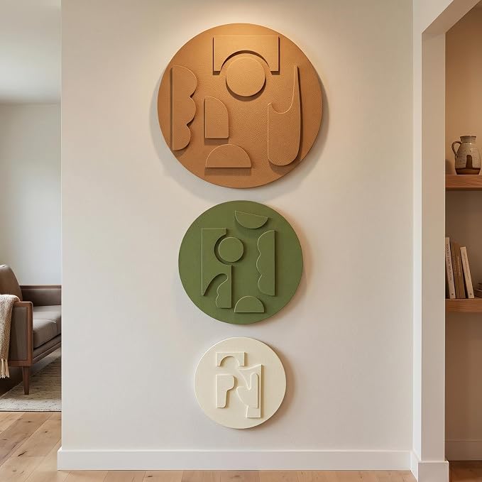 3D Textured Round Abstract Wall Art Set, 3-Piece Modern Minimalist Boho - Image 5