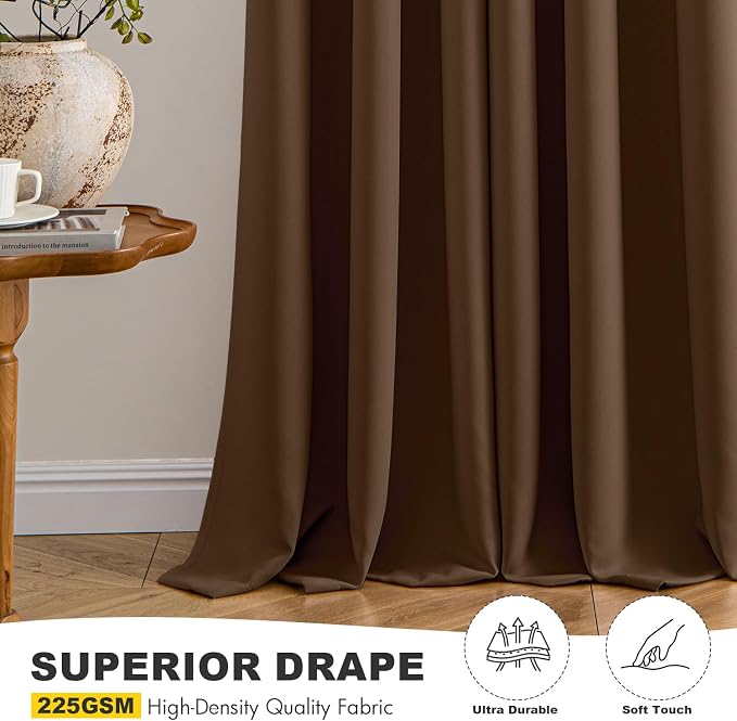MIULEE Blackout Curtains for Bedroom 2 Panels 40 x 63 Inch Long Brown | Thermal - Image 5