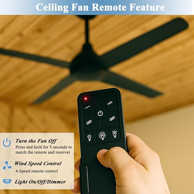 Replacement Remote for Westinghouse 7787900, 4-Speed Black Ceiling Fan Remote Control with Backlit Buttons, Ceiling Fan Remote with Light Dimmer, Included Wall Mount - Only Remote