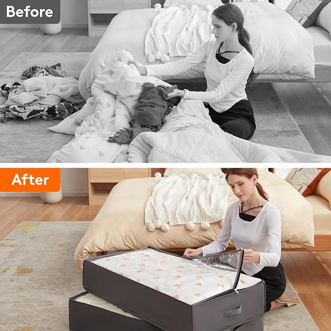 Lifewit 95L 2 Pack Under Bed Storage Containers, Large Capacity Blanket Storage - Image 9