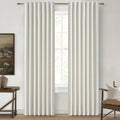 QJmydeco Beige White Linen Curtains 90 Inches Long 2 Panels Set, Modern Neutral by QJMYDECO