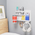 White Wall Mount Bedside Shelf for Remote & Makeup Organizer | Space-saving by Unknown