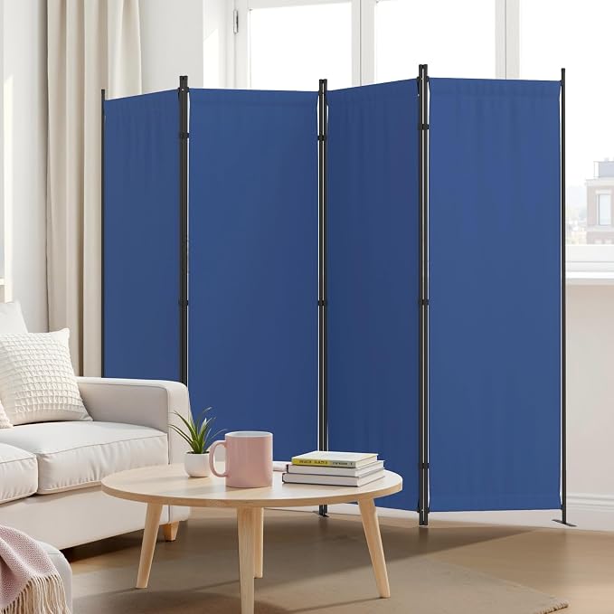Room Partitions and Dividers 4 Panel Portable Wall w/ 3 Wider Feet Folding Room - Image 9