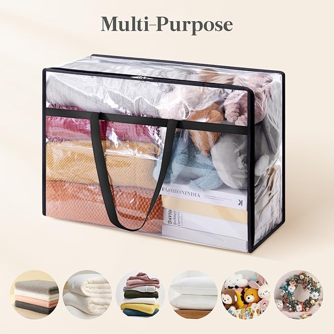 Lifewit 4 Pack Clear Clothes Storage Bags, 60L Plastic Blanket Storage Bag - Image 5