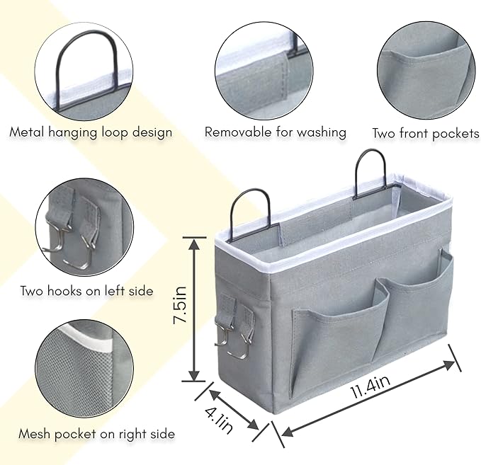 Kanrichu 2pcs Middle Wall Hanging Organizer Bag, Linen Fabric Door Hanging - Image 5