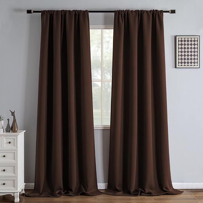 IGEMAEVE Blackout Curtains for Bedroom Grommets Chocolate 52" W x 108" L | by IGEMAEVE