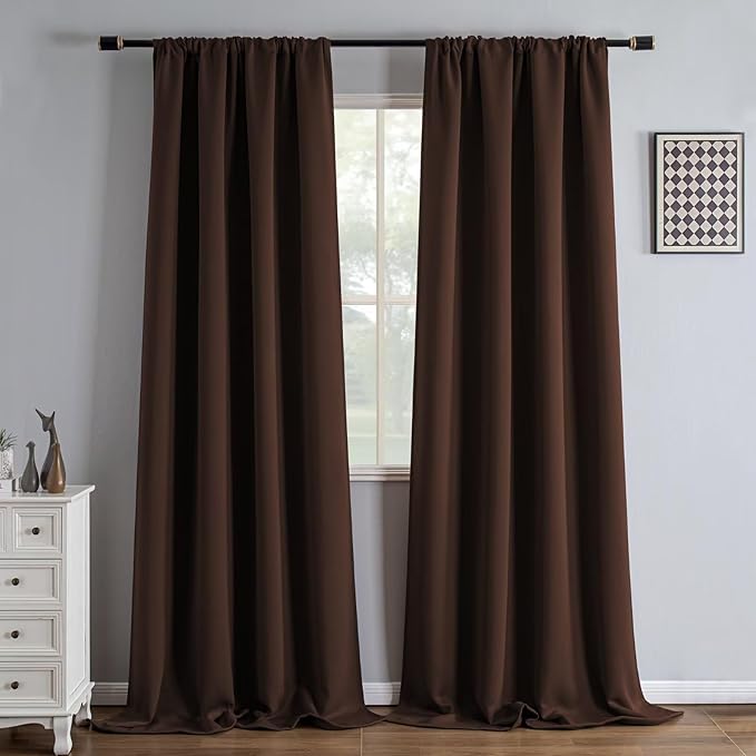 IGEMAEVE Blackout Curtains for Bedroom Grommets Chocolate 52" W x 90" L | by IGEMAEVE