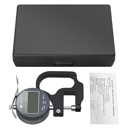 Neoteck Digital Thickness Gauge 0.5inch/12.7mm,0.00005inch/0.001mm LCD Display with Inch/MM Conversion One-Hand Quick Press Thickness Measuring Tool for Leather Paper Fabric Film etc.-Silver-Grey