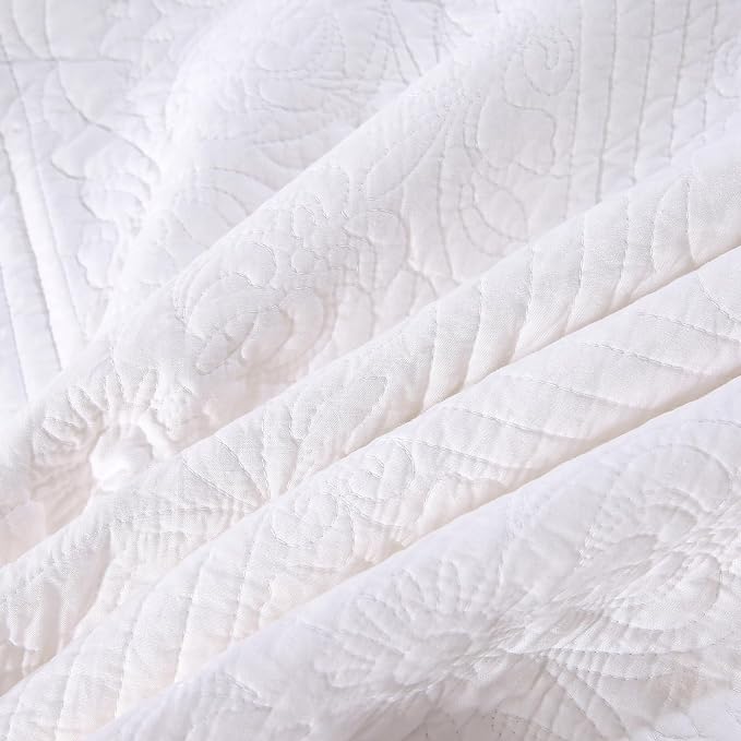 ROOMLIFE Quilt Set Full Size 3D Floral Embroidery Pattern 3-Piece Cotton - Image 8
