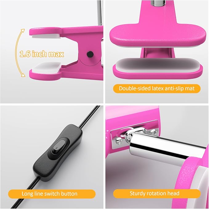 LED Clip on lamp, 5W Super Bright Reading Light, 330° Rotation Small Lamp - Image 4