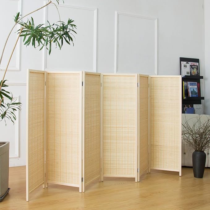 6 Panel Short Room Divider Screen, Small Bamboo Panel Divider - Image 4