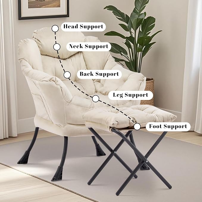 Lazy Chair with Ottoman, Comfy Reading Chair, Lounge Chair - Image 8