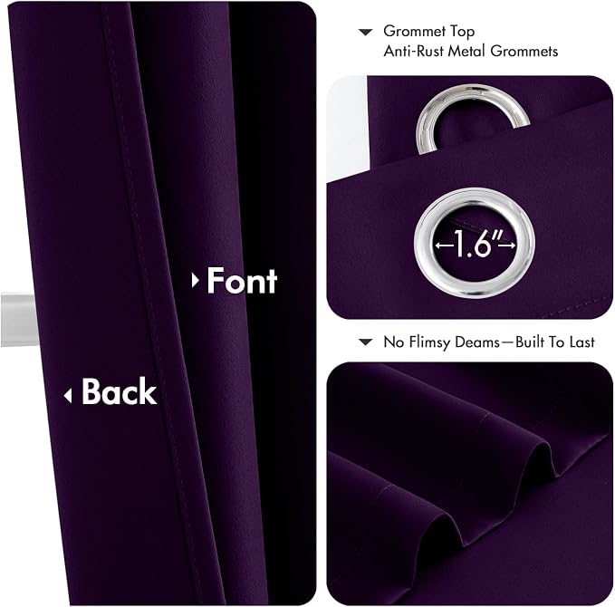 MIULEE Blackout Curtains for Bedroom 2 Panel 40 x 45 Inch Long Royal Purple | - Image 4