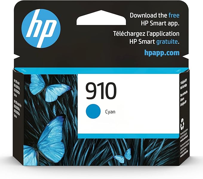 HP 910 Cyan Ink Cartridge | Works with OfficeJet 8010, 8020 Series, OfficeJet Pro 8020, 8030 Series | Eligible for Instant Ink | 3YL58AN