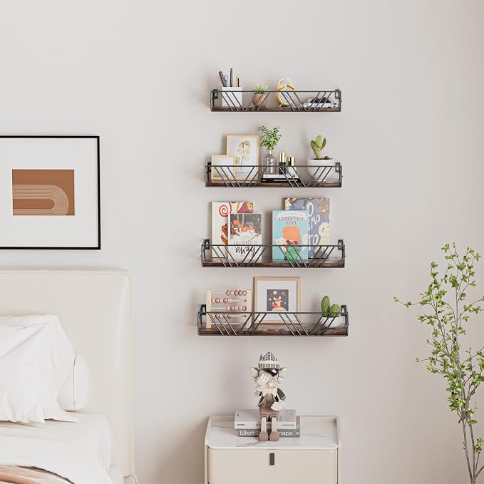 Amaoot Floating Shelves for Wall Set of 4, Wall Shelf Wood Floating Shelf | - Image 3